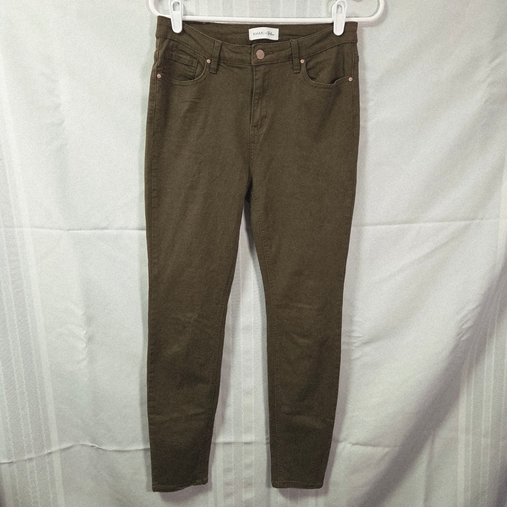 Khaki & Blue Pants Womens 6 Olive Green Skinny Leg Five Pocket Casual Trousers